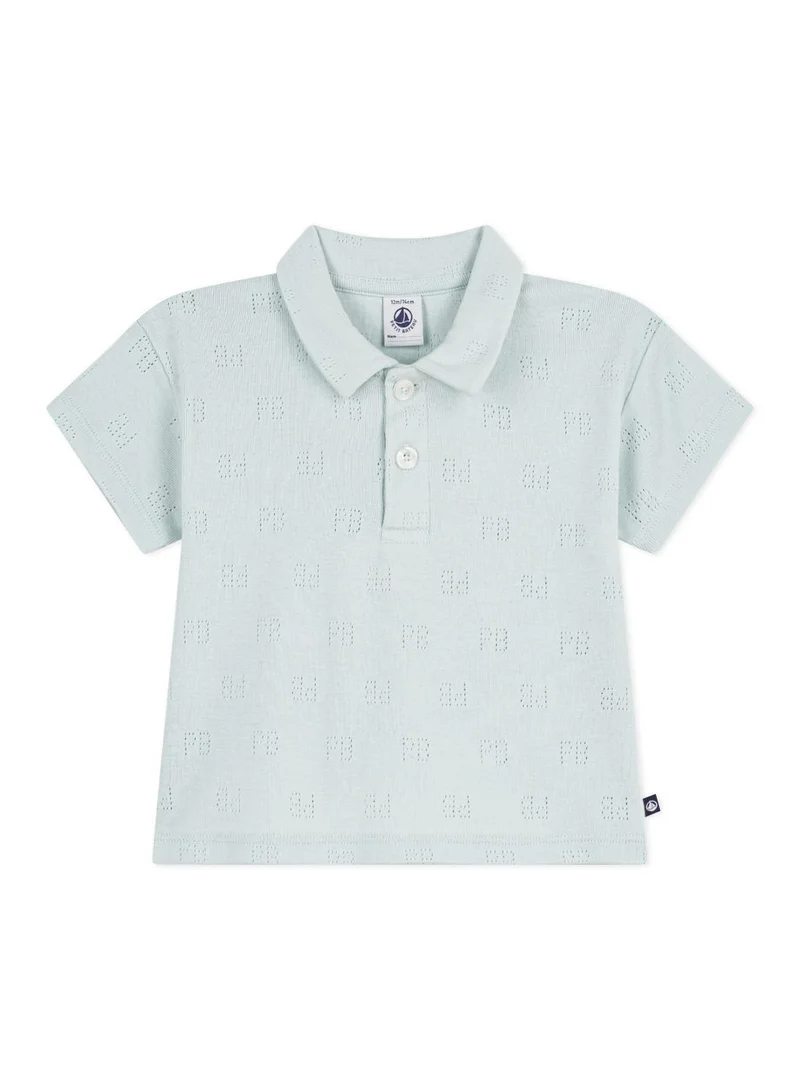 بيتي باتو Babies' short-sleeved patterned openwork cotton polo shirt